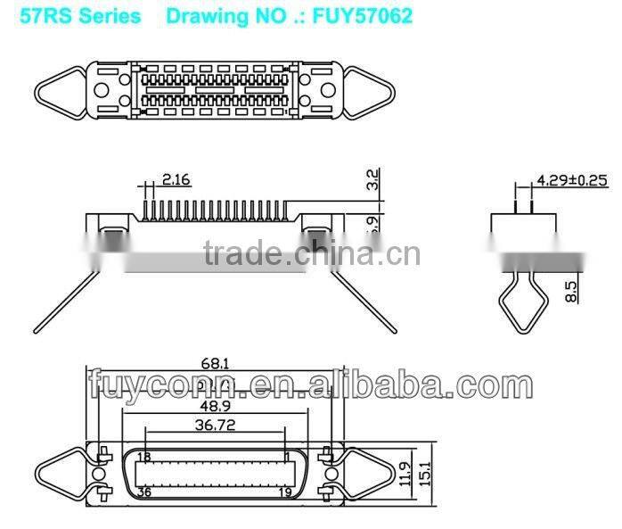 Centronics 36 Pin PCB Mounting parallel port Printer Connector Female Receptacle Type for Dot Matrix Printer