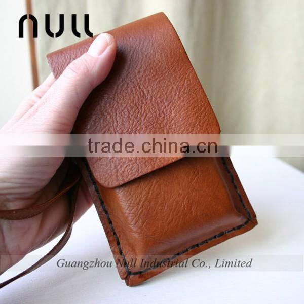 Vintage grain leather clasp button phone holder wallet