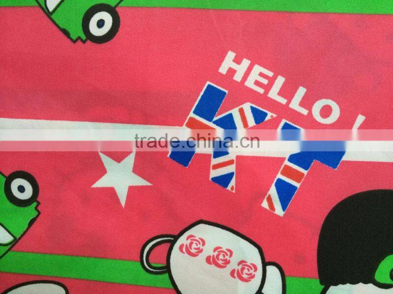 Colorful hello kitty pattern microfiber peach skin fabric for bedding