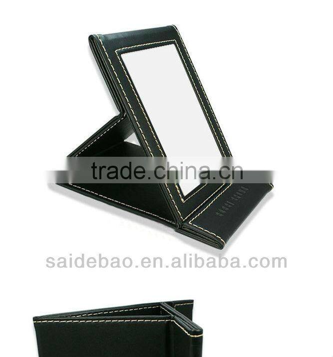 Black Leather Folding cosmetic mirror fold beauty mirror makeup make up tool