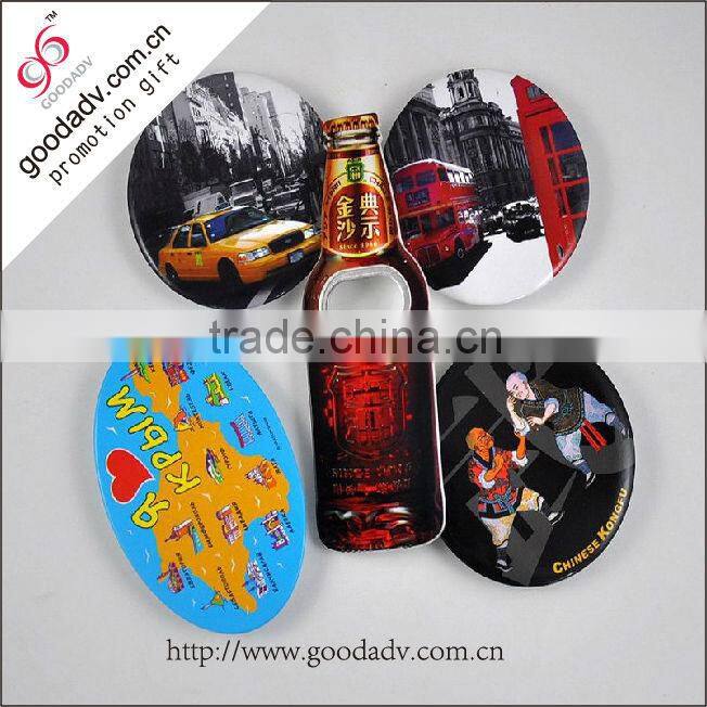promotional giveaways Full colours printing logo cheap round metal bottle opener