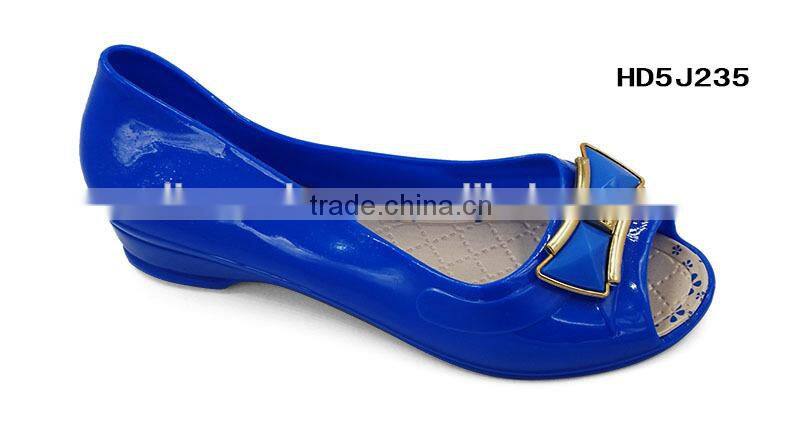 2015 sweet girl Hollowed causal Plastic Clear Jelly PVC Comfortablt Walking flat ballerina shoes for lady