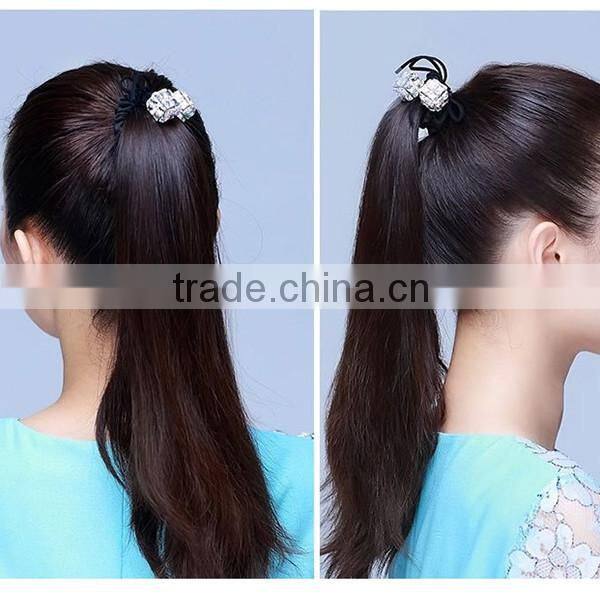 crystal black felt materia bow hair holder, hair tie holder