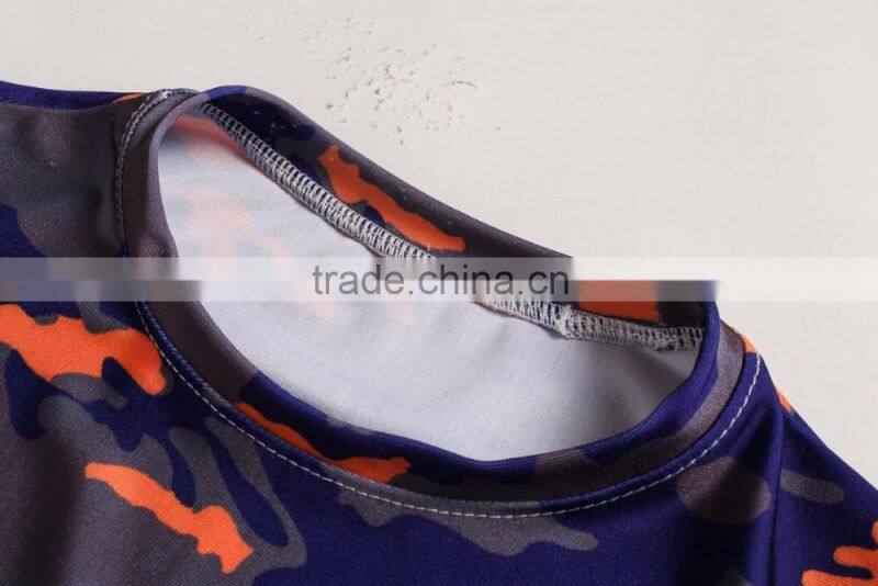 Bulk buy clothing women's camouflage clothing compression sports t shirt stretch polyester & spandex dry fit t-shirt