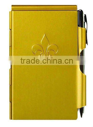 metal embossed memo pad with pen set for promotional