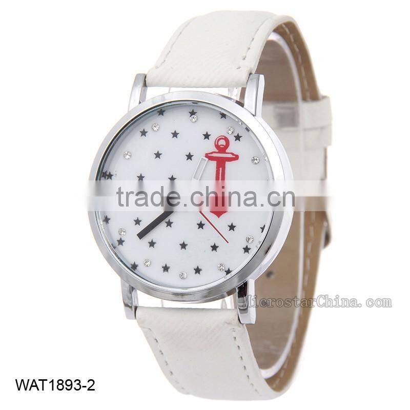 2016 Personalized Anchor Navy Blue Jean Wristwatch Canvas Wrist Watch