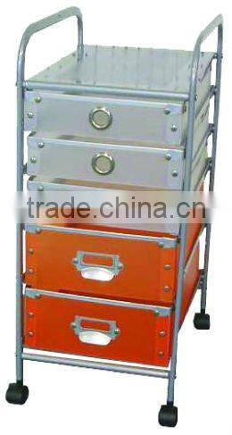 Plastic storage cart drawer organizer with wheels