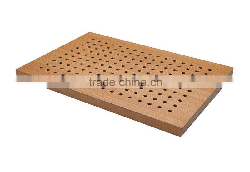 New design and green pvc wooden perforated acoustic plate and panel