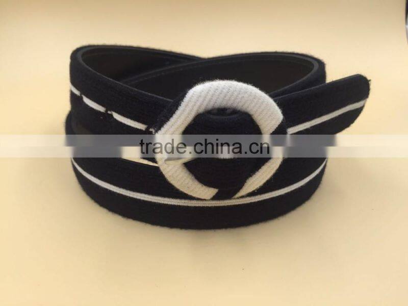 Fashion covered button buckle PU belt