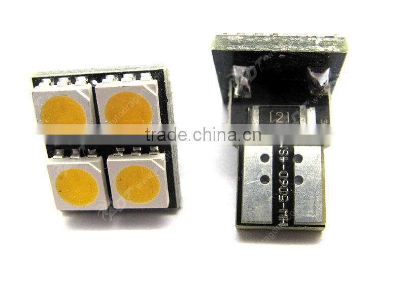 Canbus Error Free Yellow Color 4 SMD T10 168 194 License Plate LED Light Bulbs