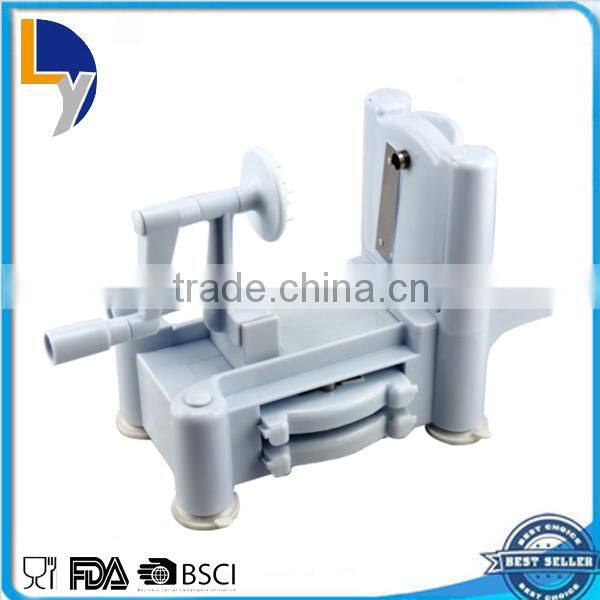 Multifunction Easy-to-use Hand Operated Plastic Spiral Fruit Slicer with Tri-Blade