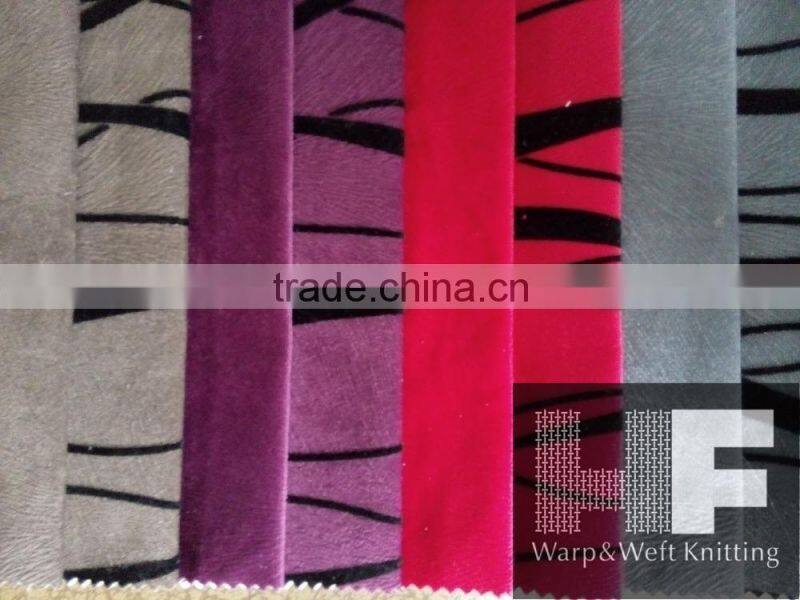 ZJHF-E15 100% polyester super soft burntout flocking fabric for upholstery fabric