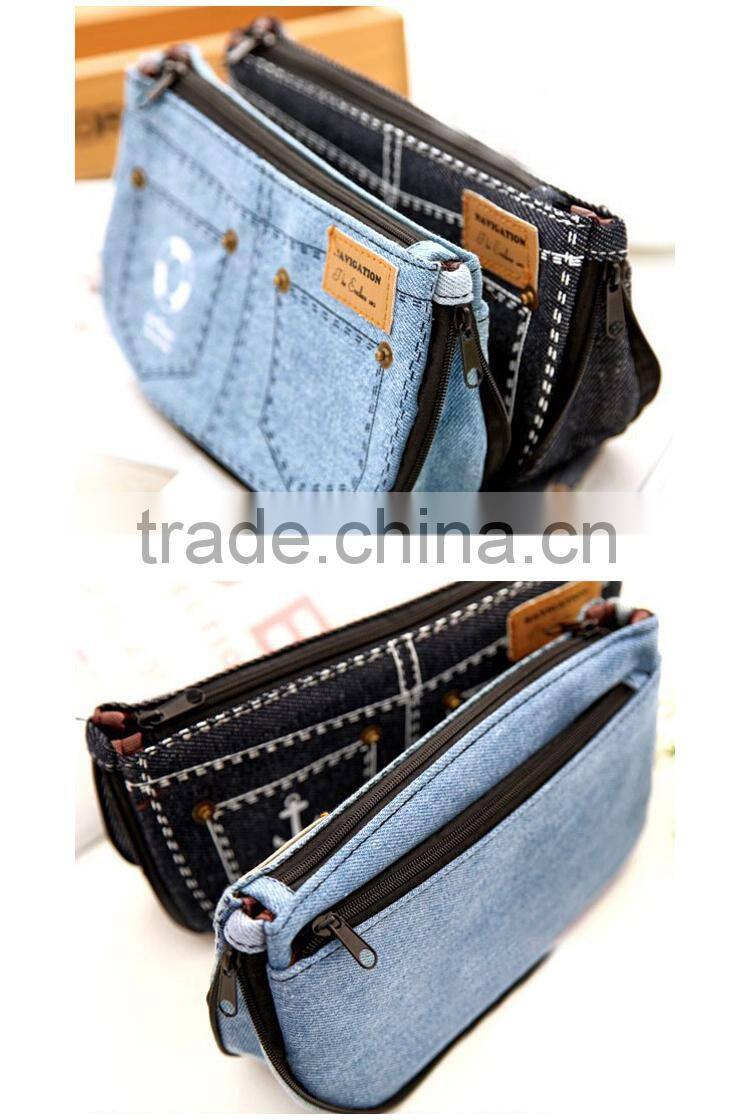 New creative jean shorts pencil case big capacity zipper pencil bag school supplies student stationery cosmetic bag