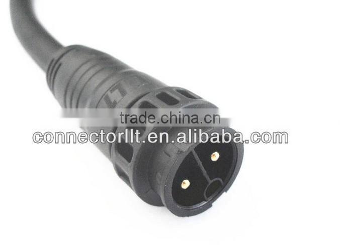 LLT 2 core waterproof connector with endcap rubber cable molded with nylon connector