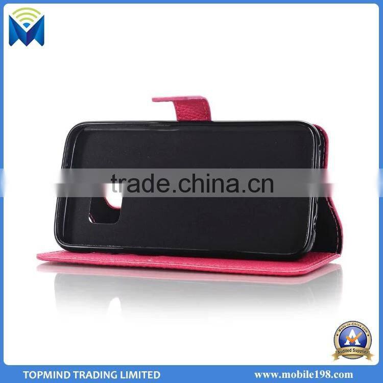 Cheap Litchi Pattern PU Wallet Leather Case for Samsung Galaxy S7 Edge with Card Slot