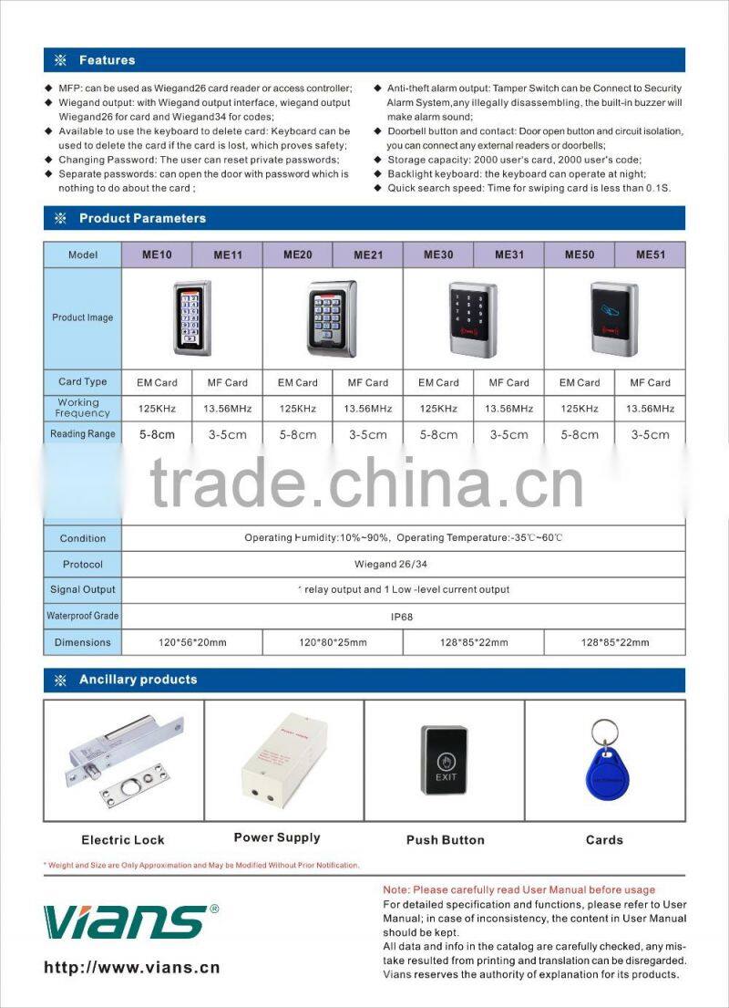 Card Reader Password Single Door Access Controller for Door Security Access Control System