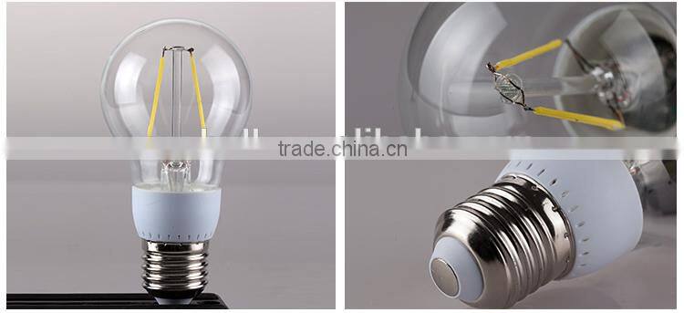 certificate approved clear glass A60 filament bulb light led bulb e27, dimmable led bulb 2600k, cheap dimmable led bulbs