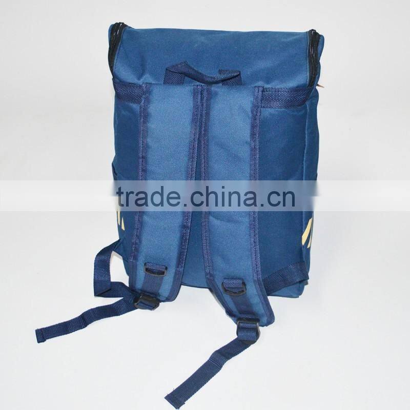 blue polyester ODM logo backpack 600D canvas relax school bag