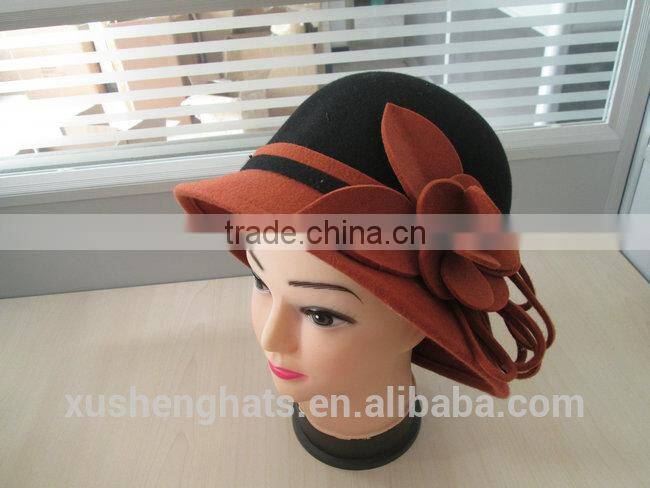 fashion montage color cloche hat with soft felt flower