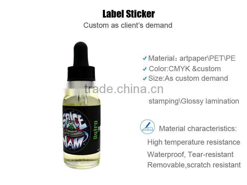 High Quality Custom Adhesive E-liquid Bottle Flavor Labels