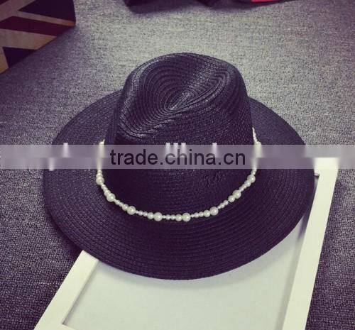 2016 wholesale new arrived black girls beach hats special original design ladies fashion straw hat