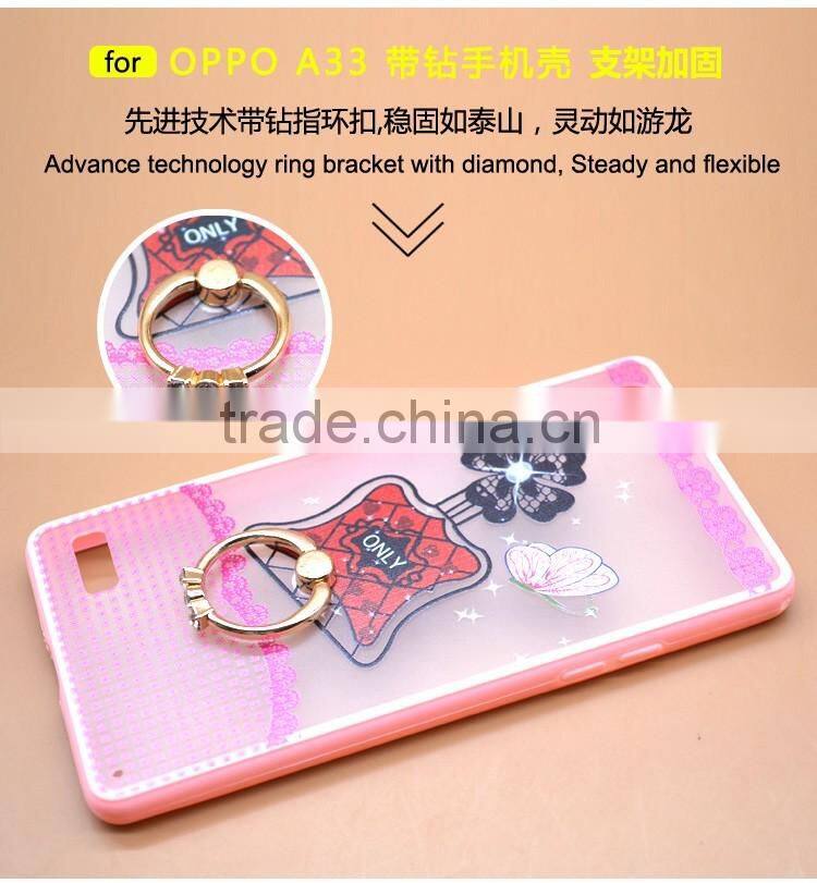 Newest Fashion Perfume TPU+PC 2-in-1 Hybrid Pattern Painting Phone Case With Ring Bracket For Oppo A33
