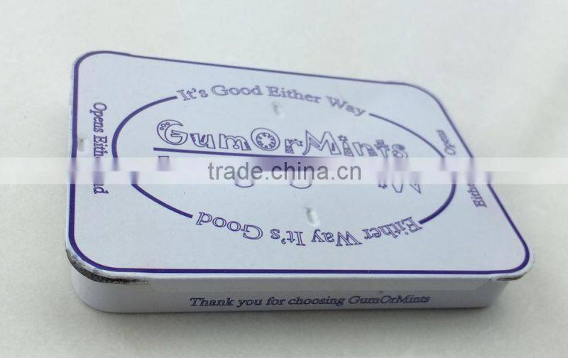 dongguan professional oem metal empty sliding tin box, tin gum box