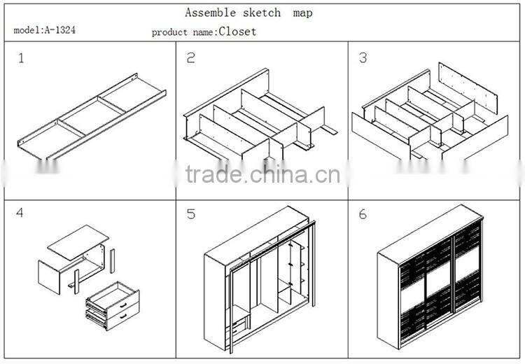 China factory customized size accepted support OEM 3 door wall wardrobe
