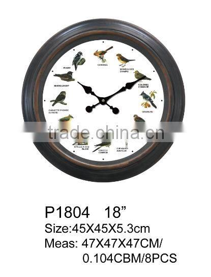 promotional plastic bird sounds wall clock