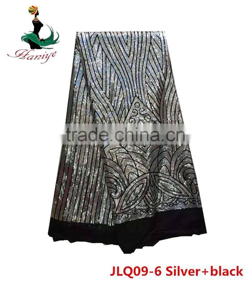 Haniye 2016 Best Price Embroidery French lace / Hot Selling Tulle Lace sequins Fabric /JLQ09-8