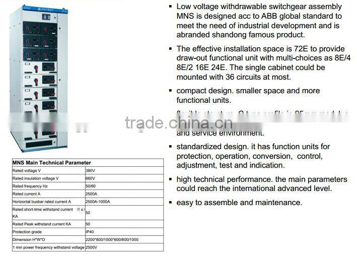 MNSJ LV Withdrawable Switchgear Assemblies