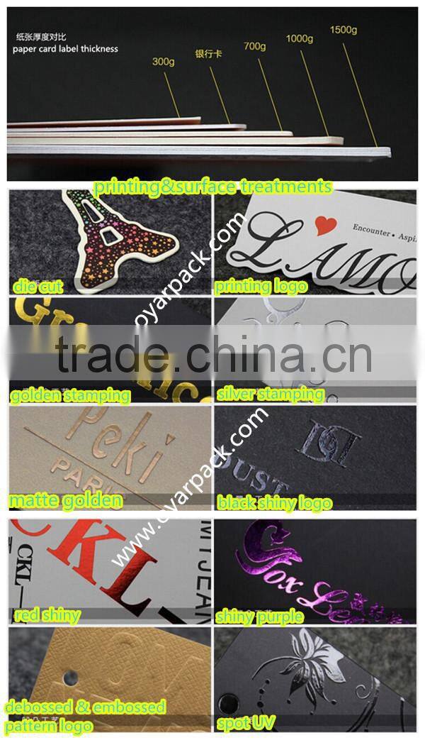 customized printed black paper cardboard clothes label