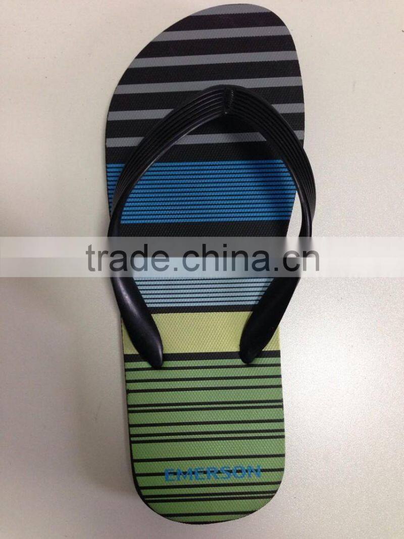 fashion stripe men beach rubber PE Thong slipper