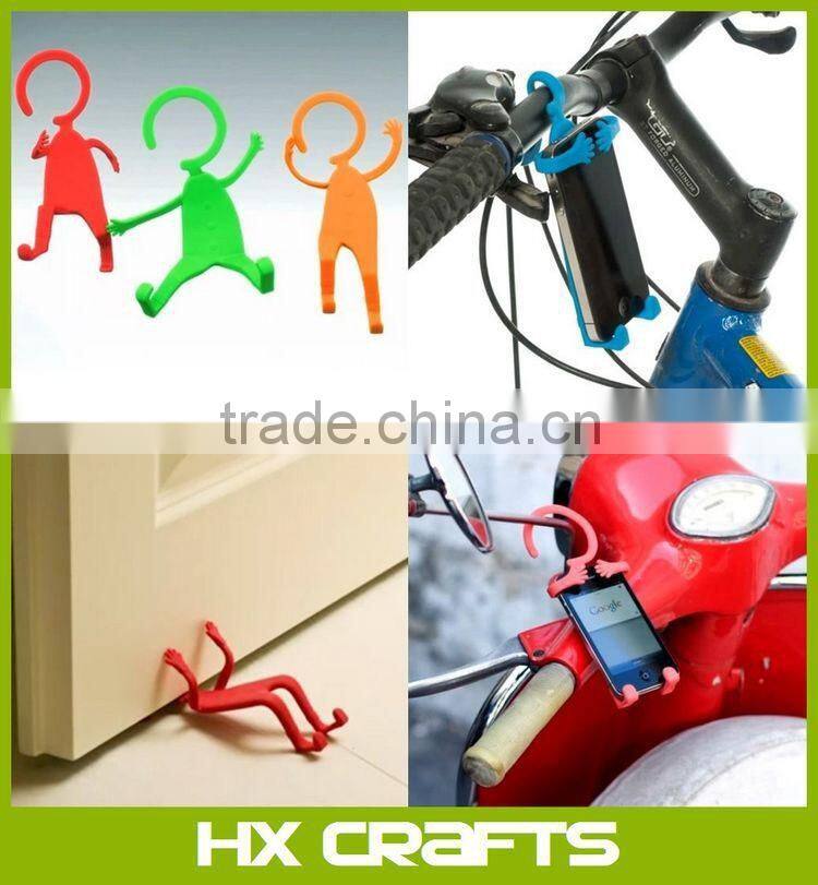Flexible Hook Cell Phone Holder Multi function Human Shape Hanger / Phone Holder Silicon Unique Flexible Cell Phone Holder