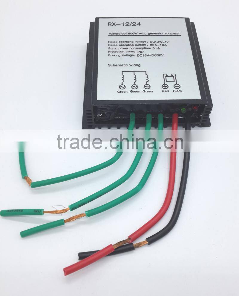 Upgraded wind charge controller for 100-600w wind turbine generator, waterproof wind regulator 12V/24V auto distinguish