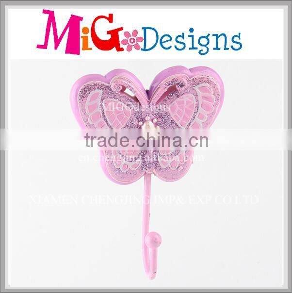 Cheap Supplier Pink Butterfly Decorative Clothes hanger Hook