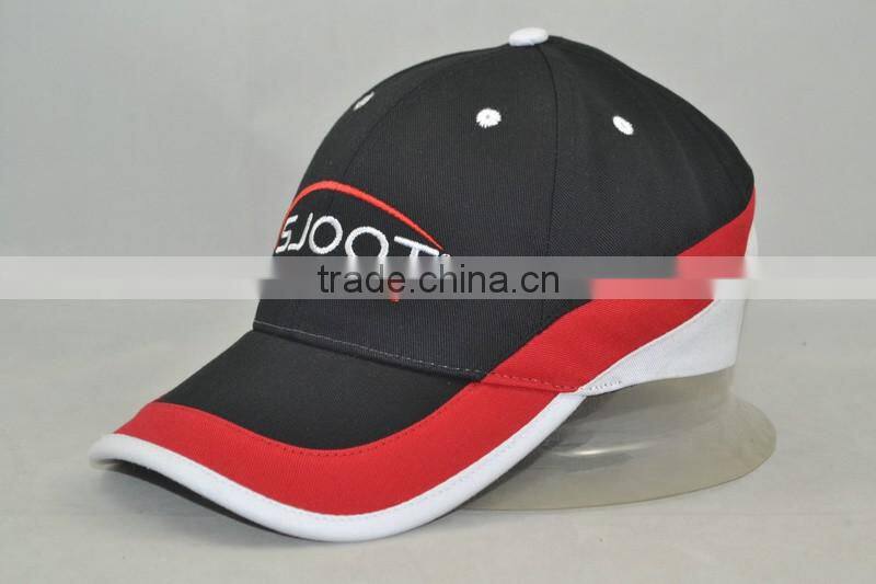 Guangzhou hat factory professional custom 6 panel / 100% cotton / / embroidery logo and the red/black baseball cap