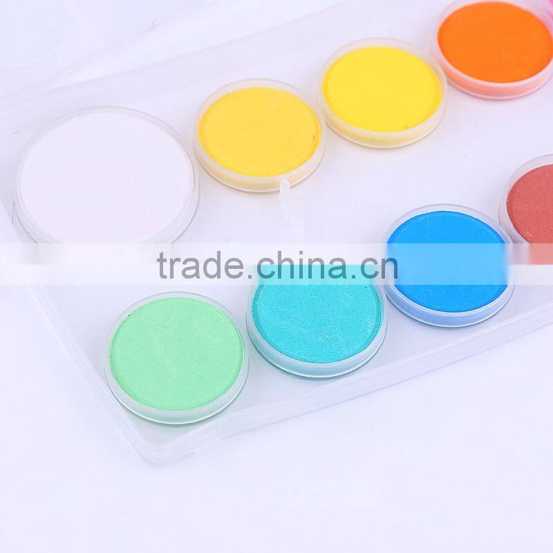 Bulk 12pcs solid powdered tempera watercolor paint cakes set artist professional quality in plastic box for kid