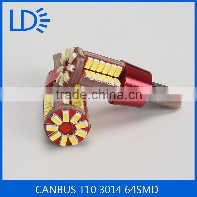 Hot sale car light bulbs CANBUS T10 3014 64SMD t10 led
