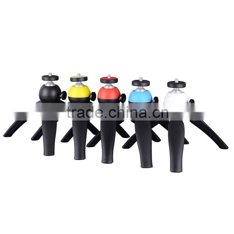 Multifunctional flexible mini tripod with a 360 degree rotatable head
