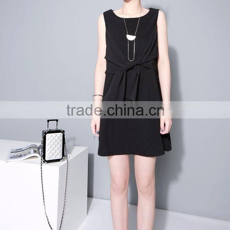 Summer Chiffion Vest Dress Multi-way to Wear Unique Off Shoulder Lace-up Knot Black White