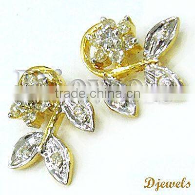 Diamond Gold Earrings, Ladies Diamond Earrings, Diamond Jewelry