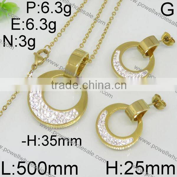 Fashion new designs stainless steel gold plated saudi 22k gold jewelry set