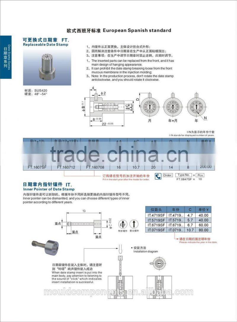 Mold date stamp series made in China