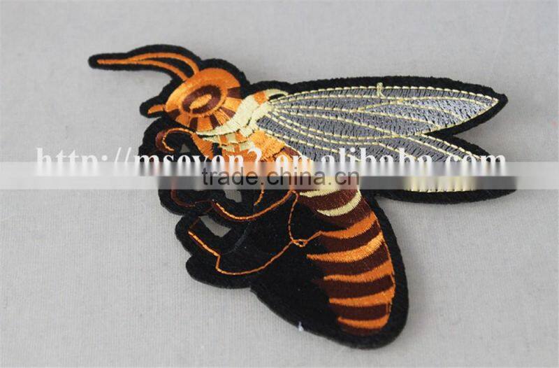 high quality beautiful bee patch 3d custom embroidery trim for clothing