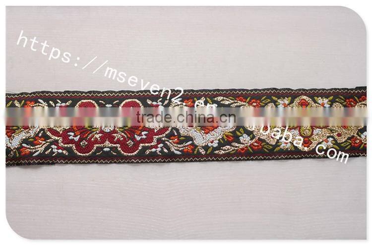 Newest 4.3cm width ethnic embroidery webbing polyester for garment/bag