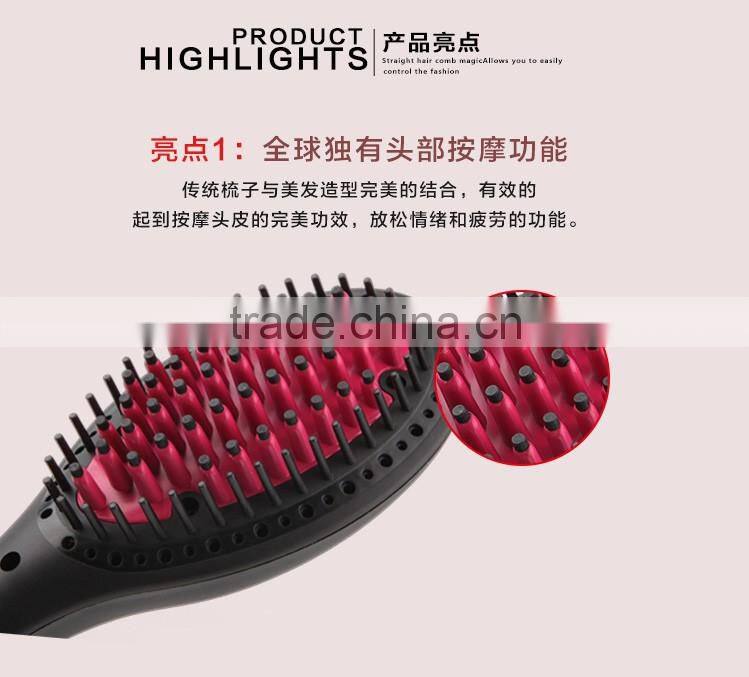 Hot sale Electric LED Iron Brush Hair Straightener Massager Comb Auto Hair Tool Electric straightening hair brush