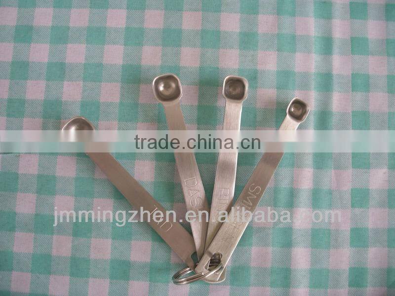4pcs square curved stainless steel measuring flavor spoon