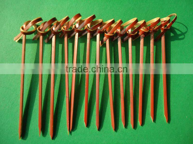 eco-friendly fruit dessert picks bamboo knotted skewers for wholesale