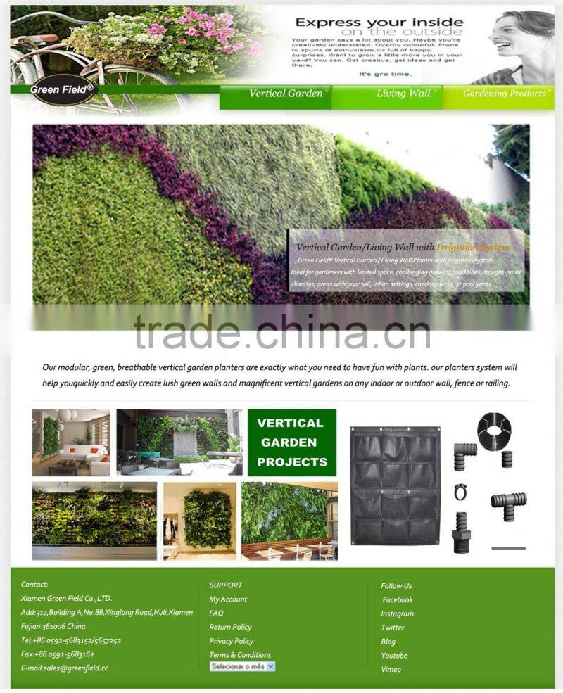 Drip irrigation system living wall planter bag
